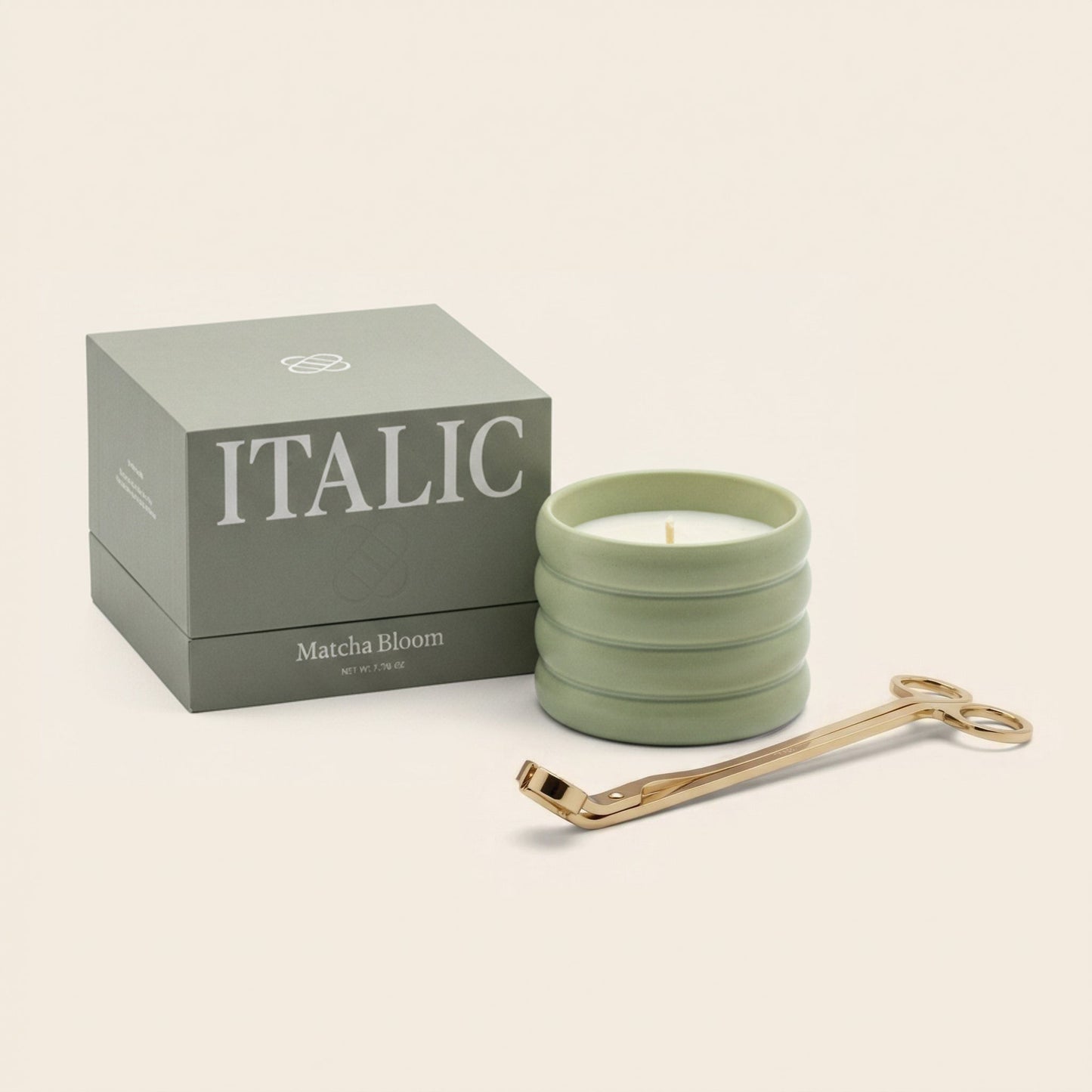 Ceramic Candle & Wick Trimmer Set Italic