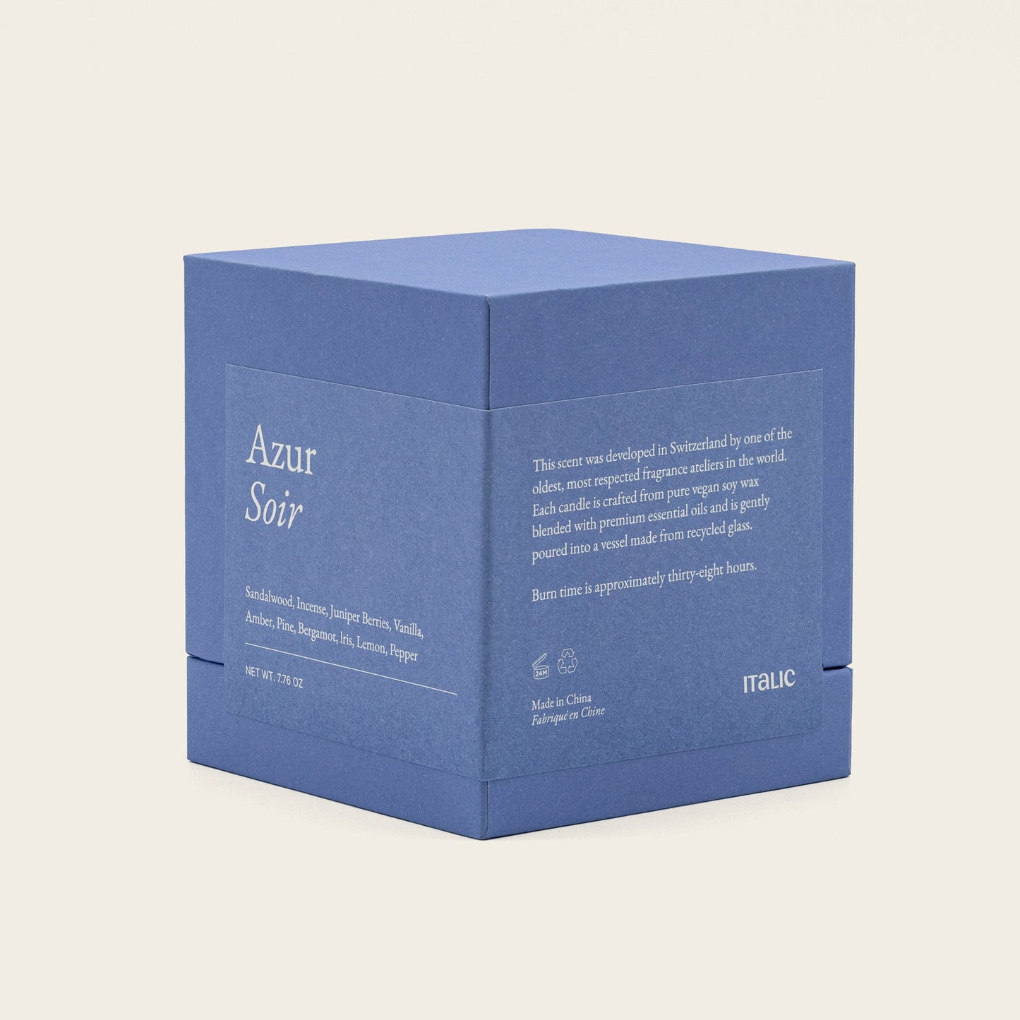 Noir Swiss Scented Glass Candle Italic