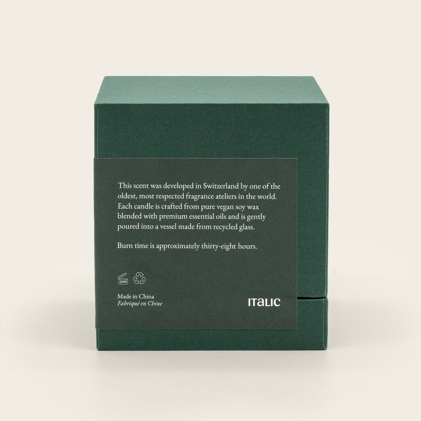 Noir Swiss Scented Glass Candle Italic