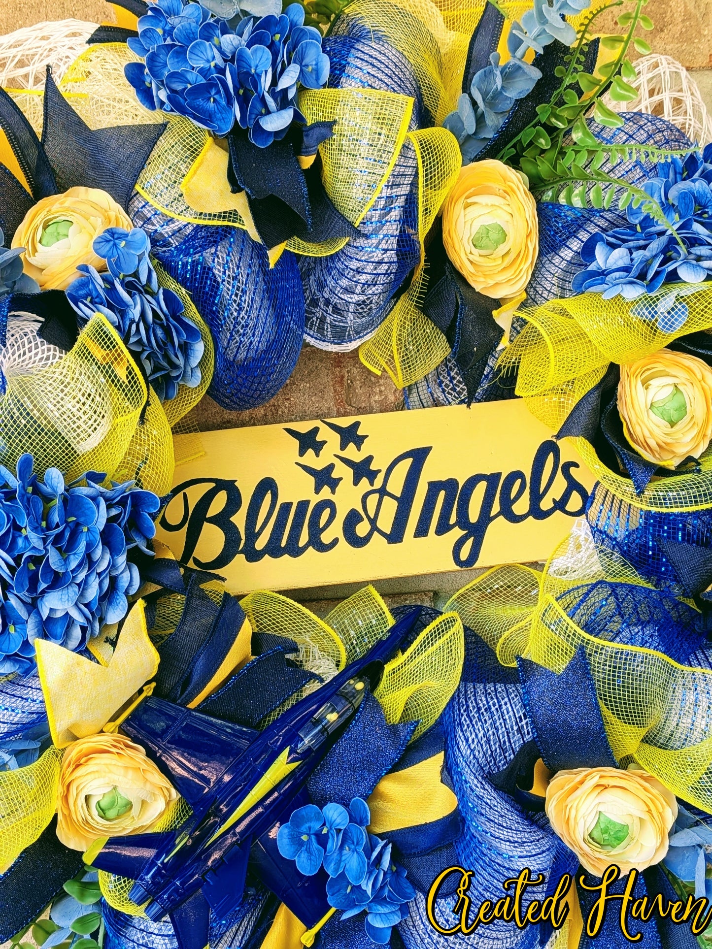 Blue Angels Inspired Front Door Wreath | Handmade Aviation Decor Created Haven
