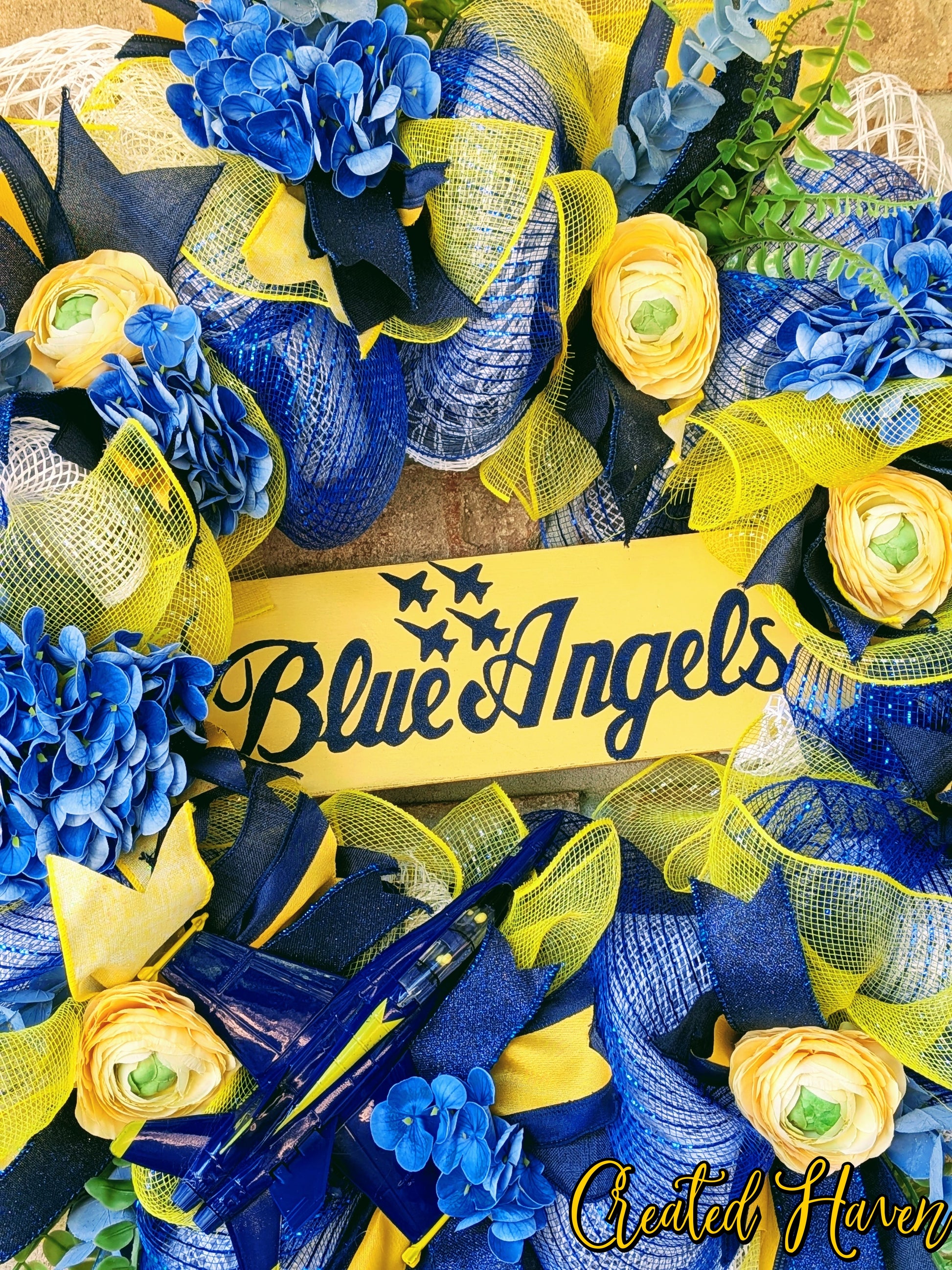 Blue Angels Inspired Front Door Wreath | Handmade Aviation Decor Created Haven