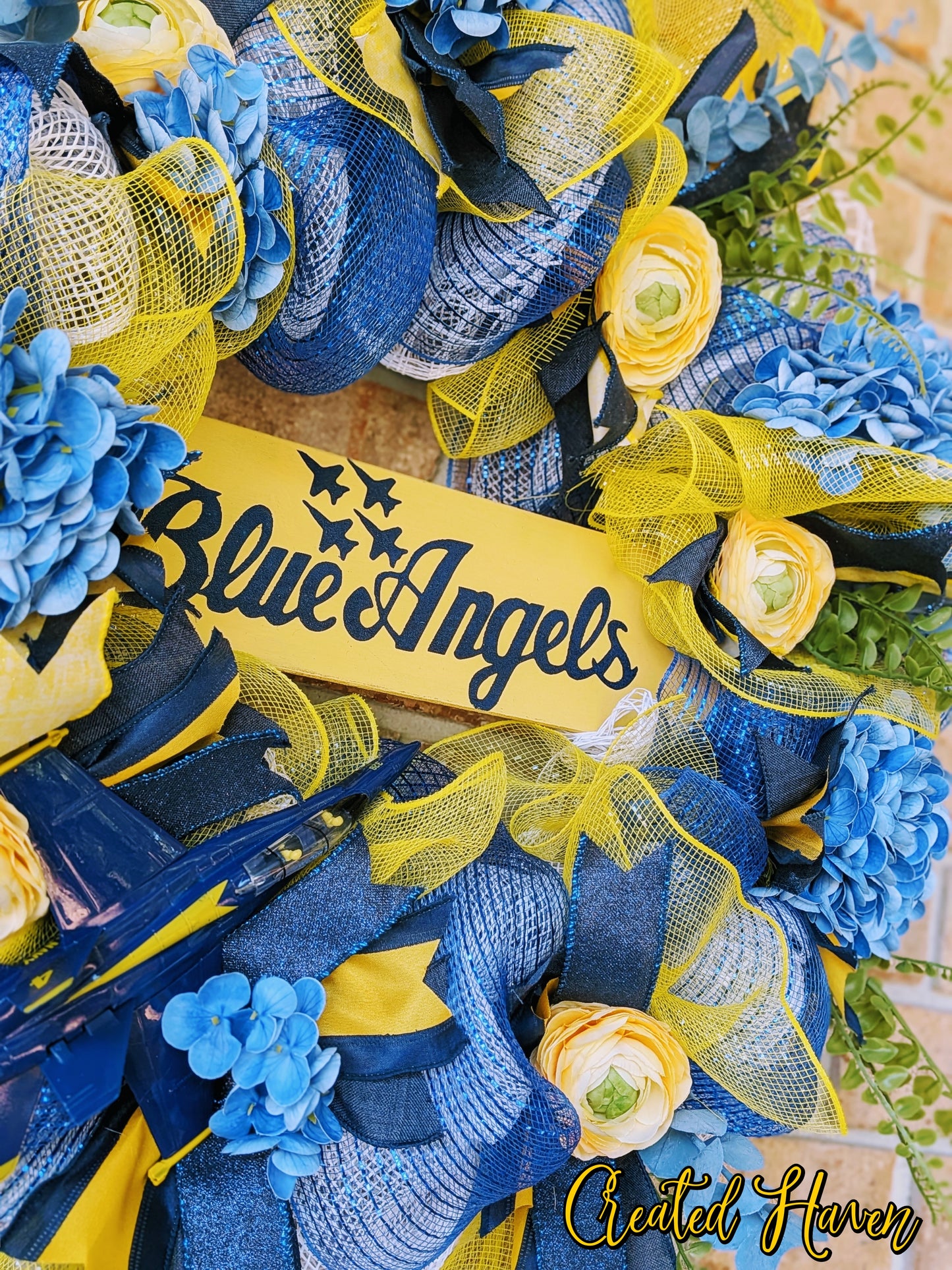 Blue Angels Inspired Front Door Wreath | Handmade Aviation Decor Created Haven