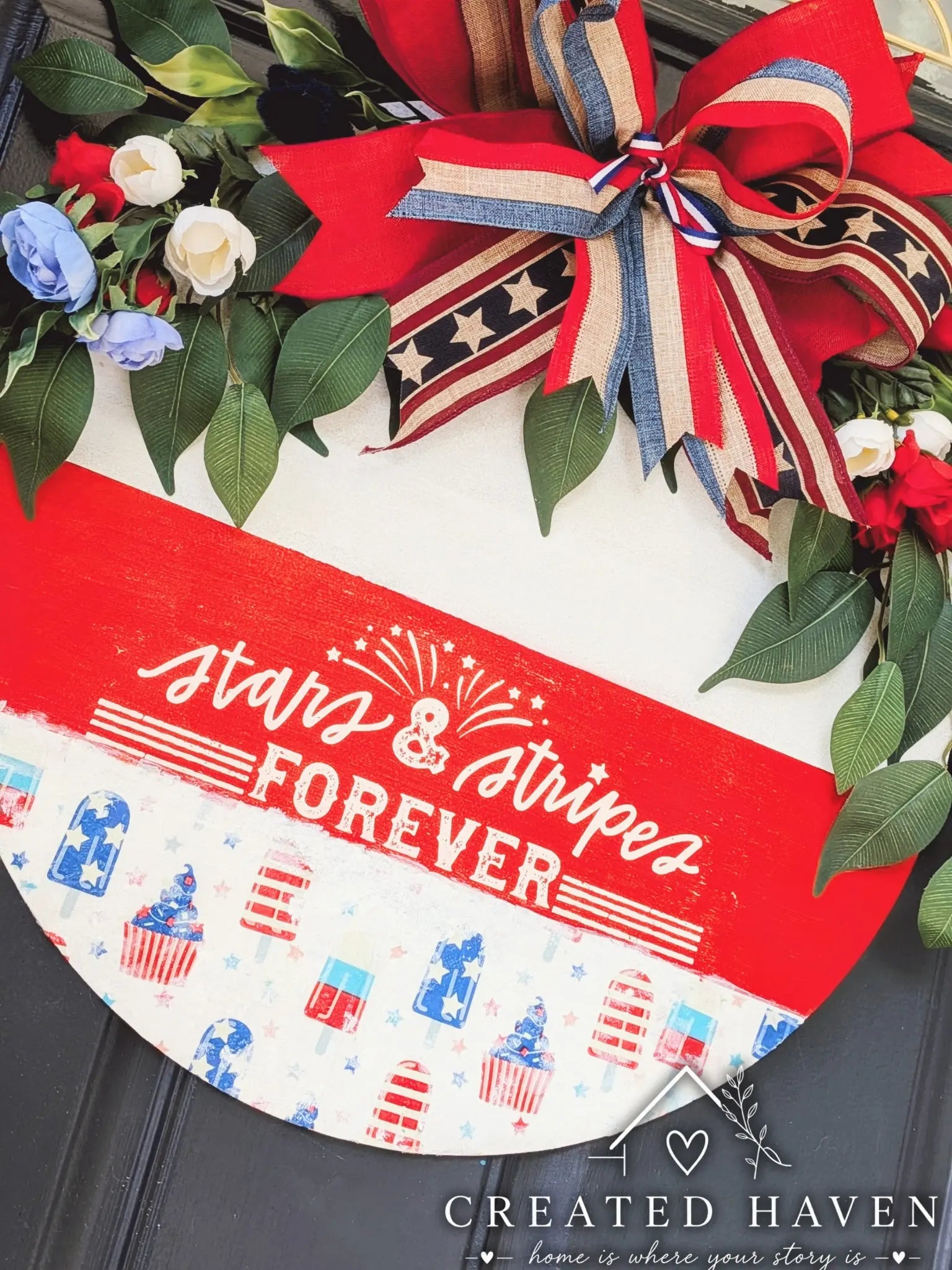 Stars & Stripes Forever Patriotic Door Hanger 🇺🇸 Created Haven