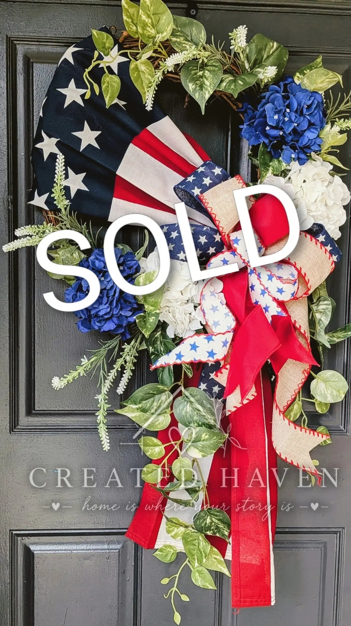 Stars, Stripes & Hydrangeas Grapevine Wreath Created Haven