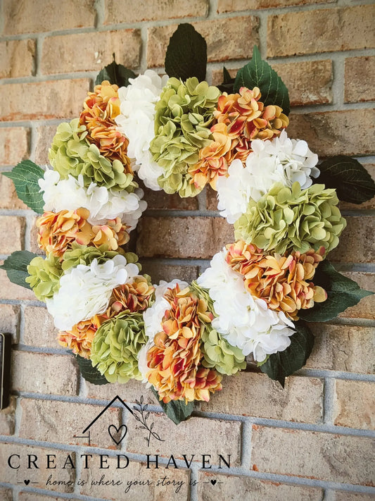 Custom Hydrangea Monogram Wreath | Personalized Front Door Wreath | Handmade Floral Door Hanger Created Haven